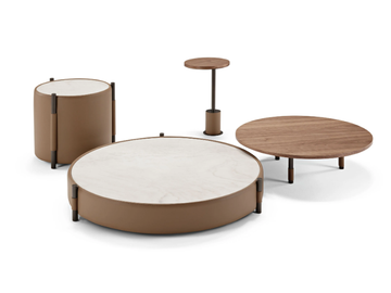 MANFI - Round leather and stoneware porcelain coffee table by Max Divani - view 2